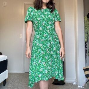 LOFT Green Floral Midi Dress